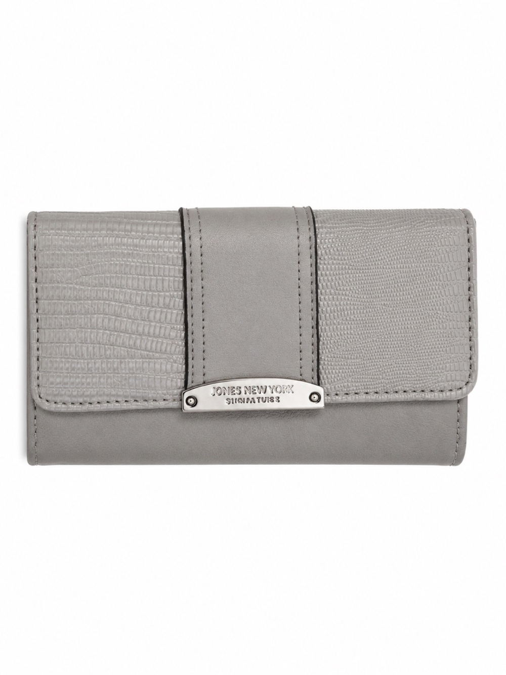 Jones New York Grey Textured Leather Card & Key Holder